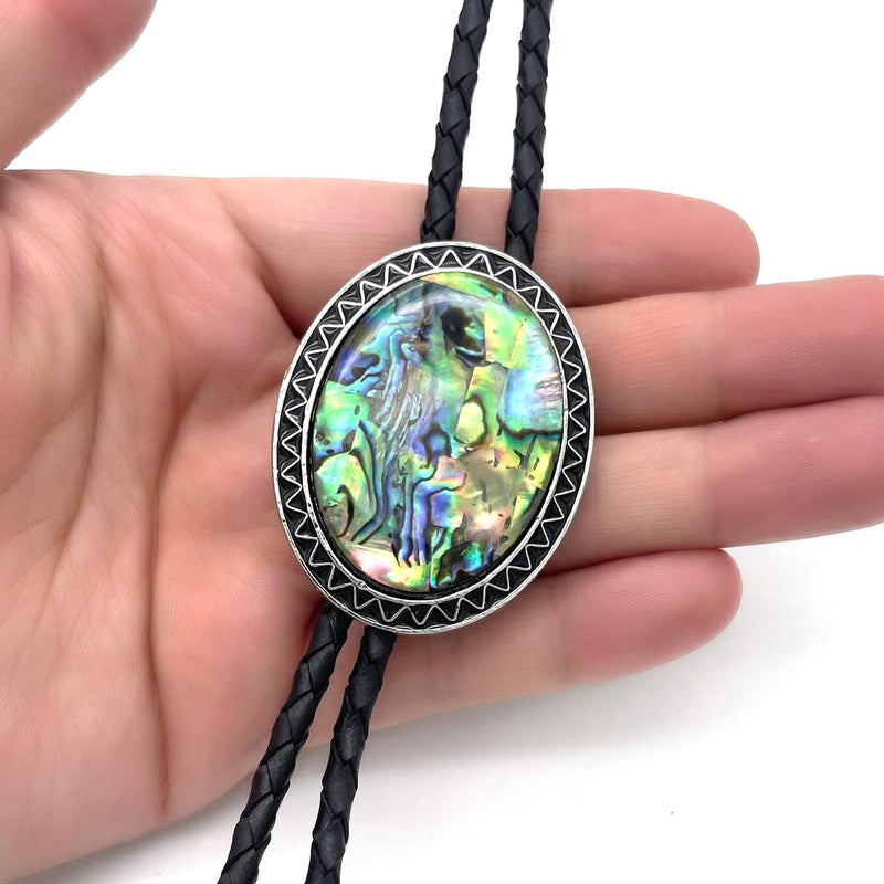 QUKE Stone Bolo Tie Native Western Cowboy Hand-woven Leather Bola Tie Necktie for Men Women - Image 3
